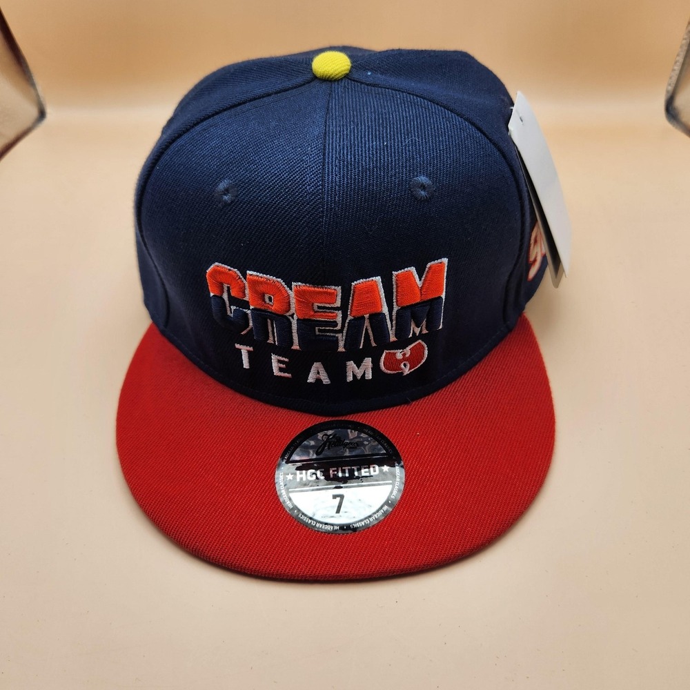Wu-Tang Clan Cream Team Hat Cap Fitted Mens 7 Blue Red Hip Hop Headgear Classics
